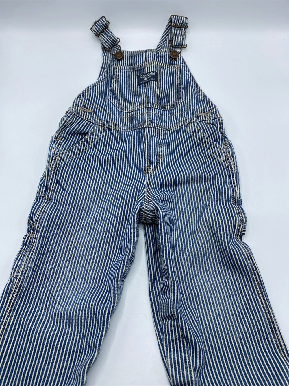 SOLD B'gosh Overalls 18 Months Railroad Stripe Conductor Vest back 100 Cotton